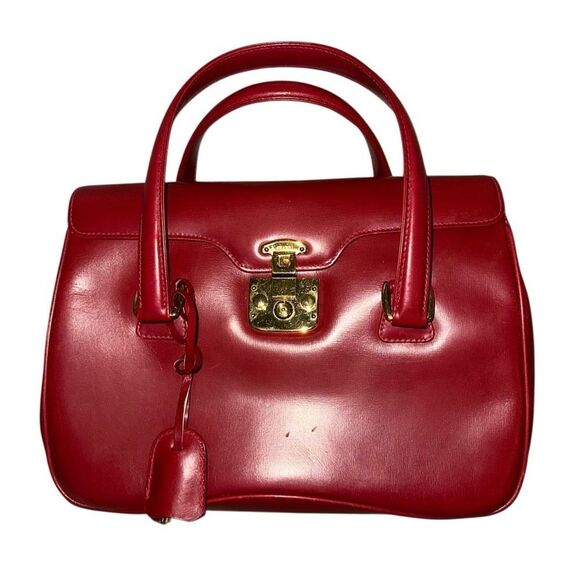 Gucci Red Leather Satchel with Gold Clasp - Picture 3 of 14